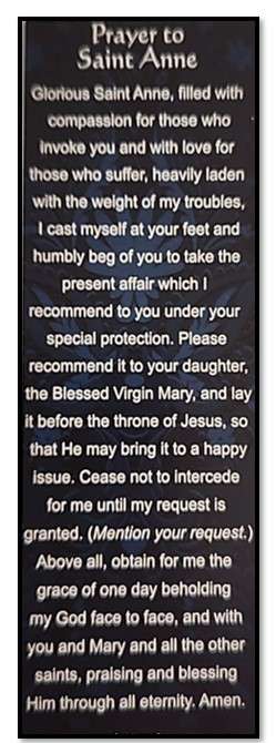 Saint Anne Hear my Prayers Bookmark