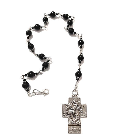 St Christopher car - auto chaplet - black