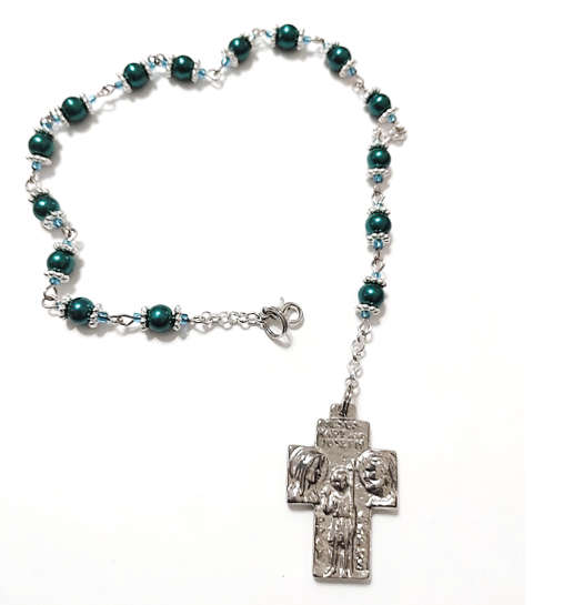 St Christopher car - auto chaplet - teal