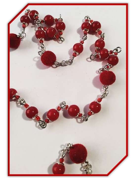 Chaplet of the Sacred Heart of Jesus - Red glass & Pom Pom - Limited Edition