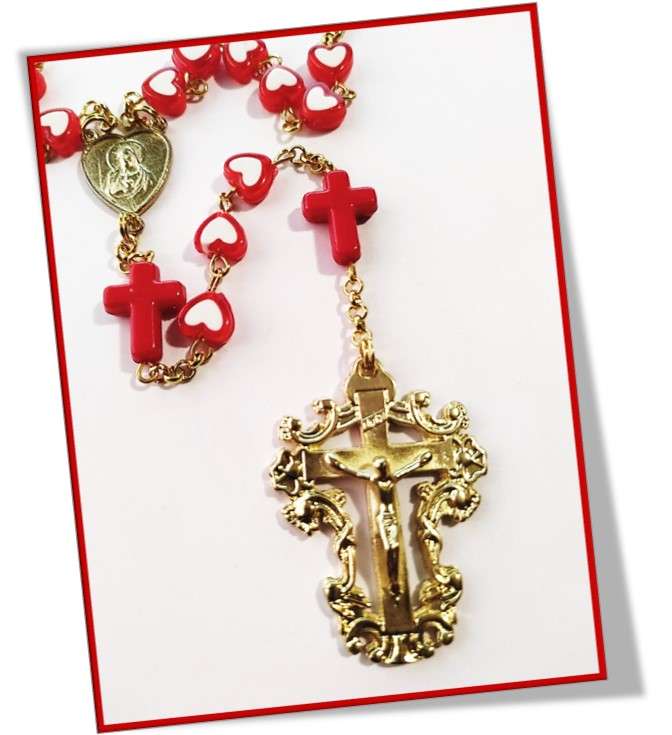 Sacred Heart of Jesus Chaplet - in Red Hearts - Limited Edition