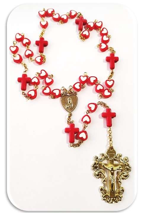 Sacred Heart of Jesus Chaplet - in Red Hearts - Limited Edition