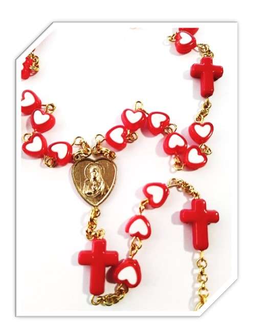Sacred Heart of Jesus Chaplet - in Red Hearts - Limited Edition