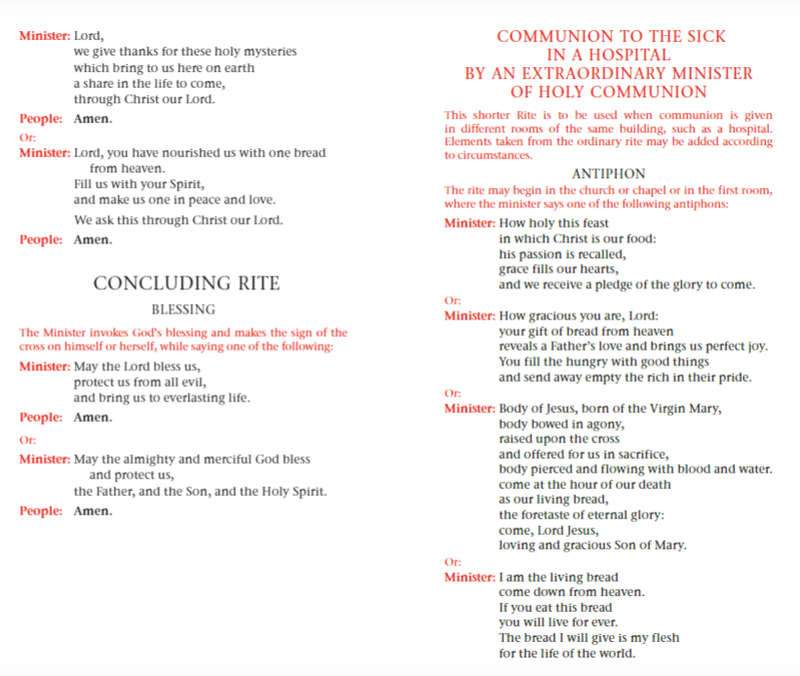 Rite of Communion to the Sick in the home & hospital - Extraordinary Minister of Holy Communion