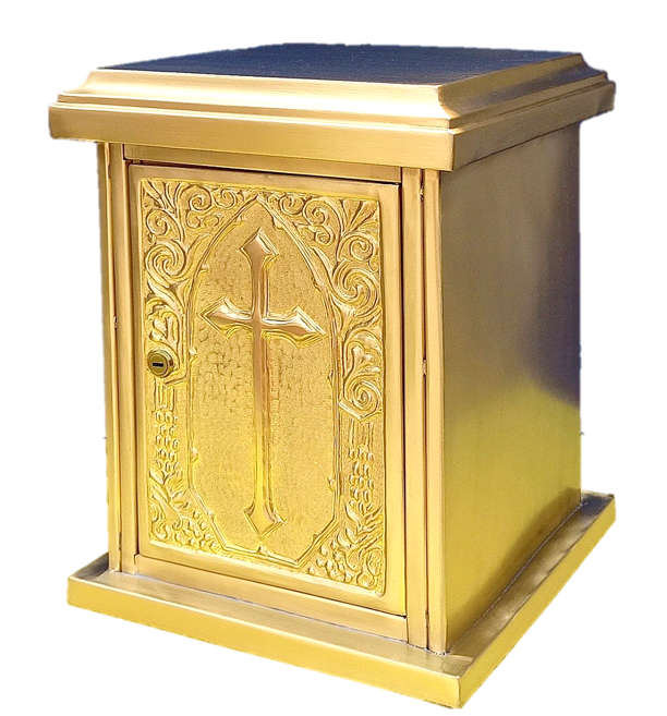 Solid Brass Tabernacle - 30 x 30 x 40cm - Cross Design