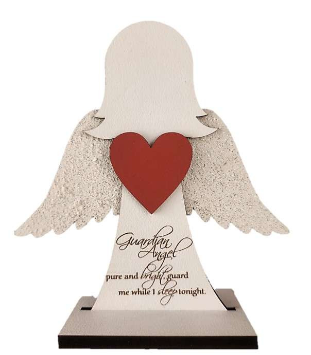Standing Guardian Angel with heart - 15cm