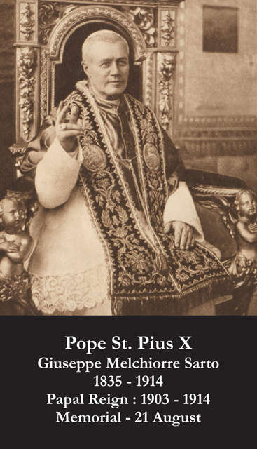 Pope St Pius X Holy Card