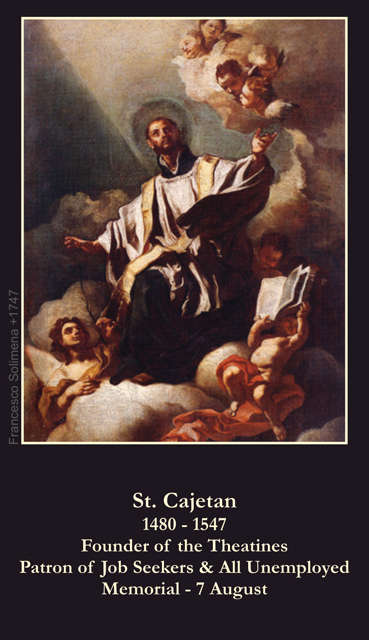 St Cajetan Holy Card - Patron Saint of Job Seekers / Unemployed