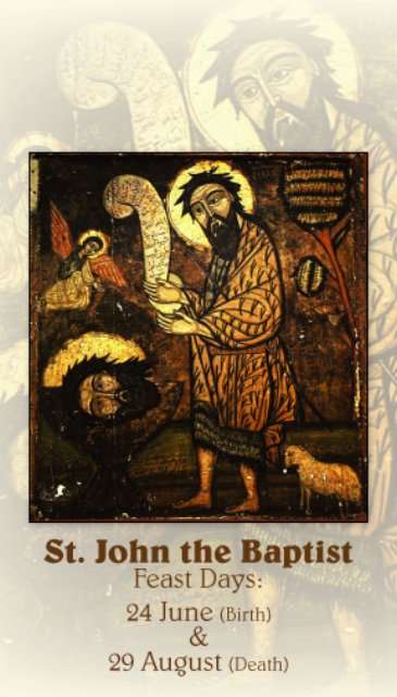 St John the Baptist Holy Prayer Card