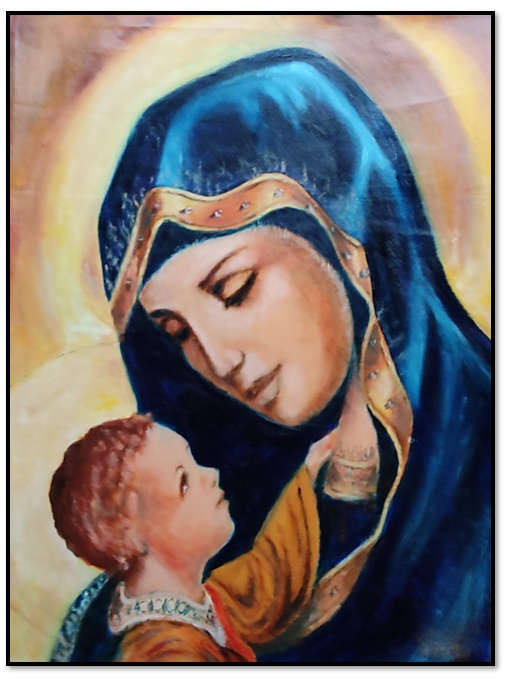Madonna & Child  - oil on canvas -by Zenon Rozycki