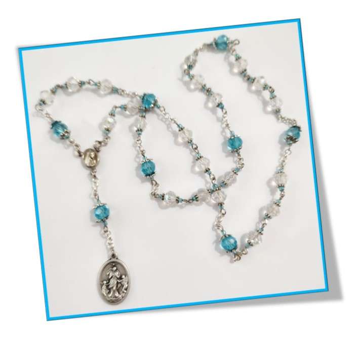 Our Lady Undoer of Knots Chaplet in Blue & Crystal