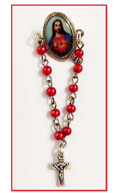 Sacred Heart of Jesus One Decade Rosary Lapel Pin