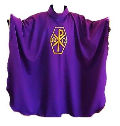 Purple Chasuble and Stole - Px & Alpha/Omega