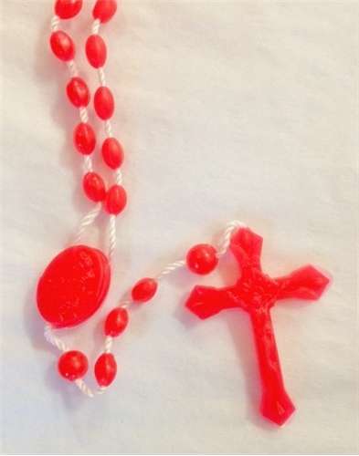 Red Plastic cord Rosary