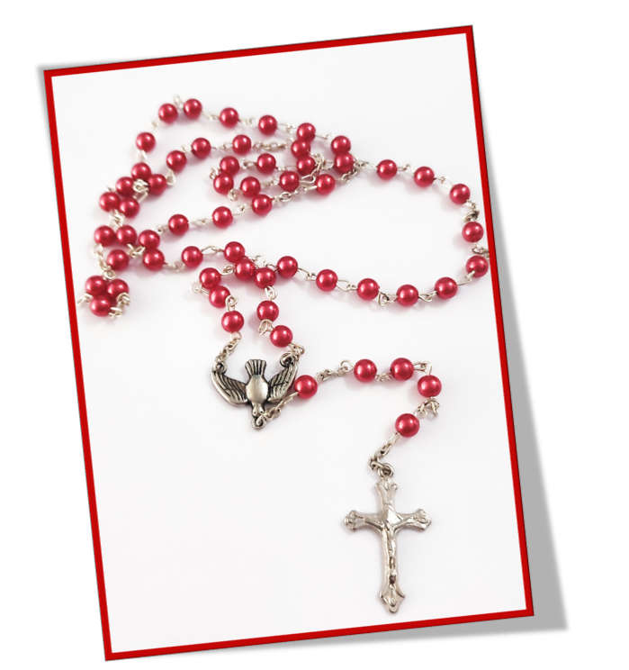 Confirmation faux pearl rosary