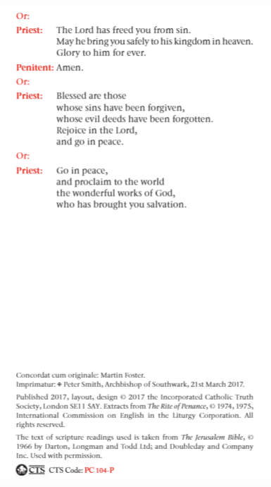 Rite of Penance for individual penitants - Pamphlet