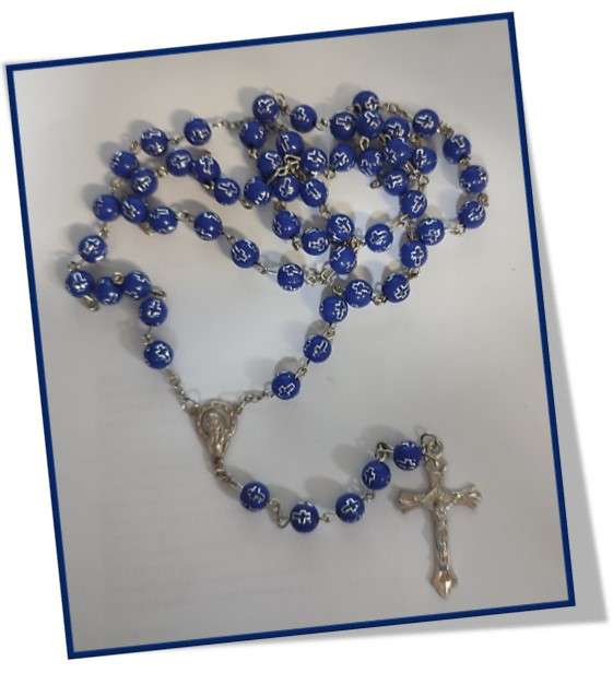 Royal blue Acrylic rosary with Silver Cross