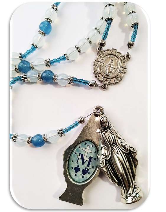 Miraculous Medal Rosary - Limited Edition - Opalite  & Jade