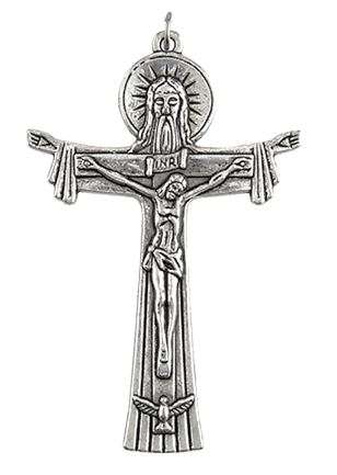 Sterling Silver 38mm Father, Son & Holy Spirit Crucifix