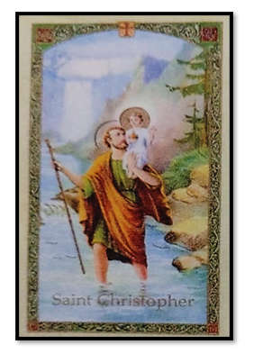 St Christopher Car Chaplet - Austrian Crystal in golden blue