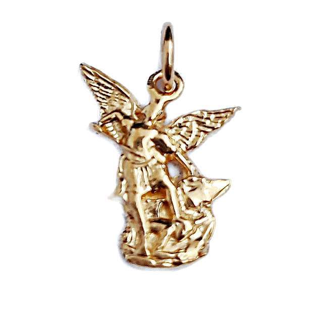 Fine 9ct Yellow Gold Saint Michael The Archangel Charm Pendant