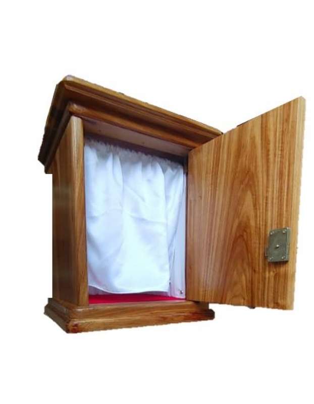 Wooden Tabernacle With Jesus Sacred Heart Relief In Gold