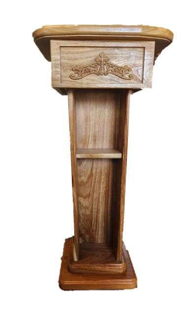 Baptism Font in Solid Kiaat & Beech Wood with Shelving at the Back
