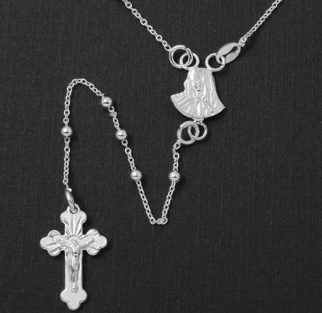 925 Sterling 3mm Rosary with Our Lady of Sorrows