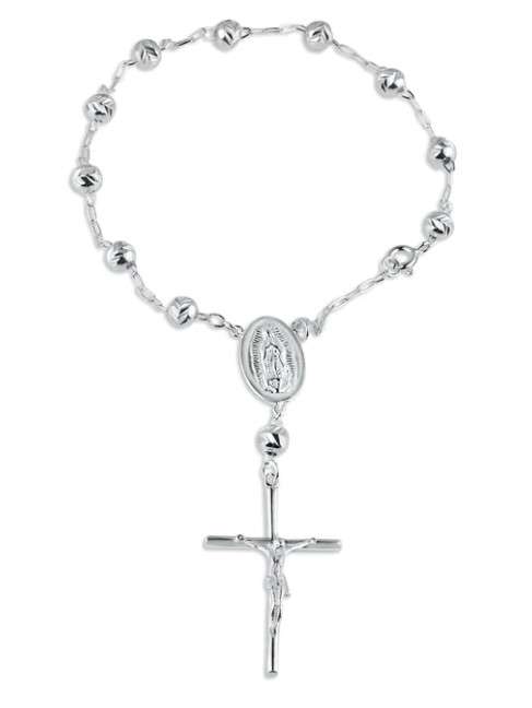 925 Sterling silver Diamond V-Cut 5mm Bead Bracelet
