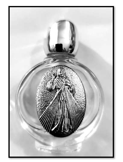 Divine Mercy Glass Holy Water/Oil Bottle