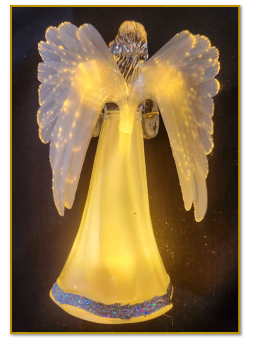 22cm acrylic Angel with Fibre optic wings - Lights up