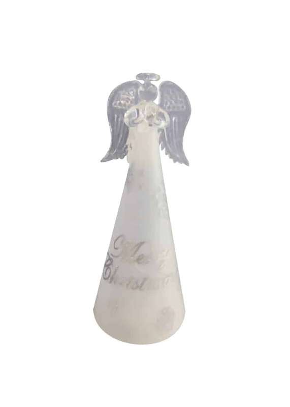 19cm Glass Merry Christmas Angel - Lights Up
