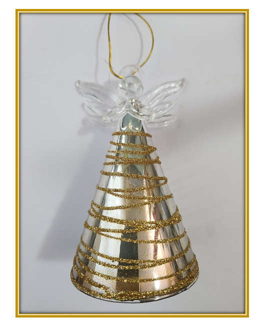11.5cm Golden Praying Angel - with glitter rings on skirt