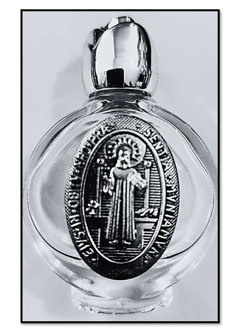 St Benedict Glass Holy Water / Oil Bottle