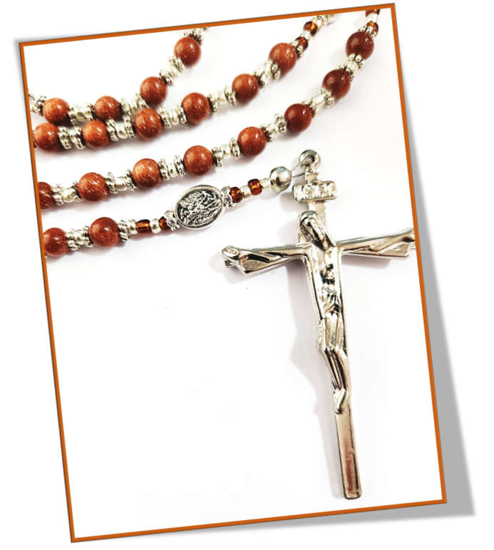 Goldstone Semi Precious Stone St Michael The Archangel Rosary - 1 of a Kind