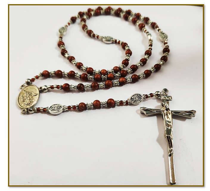 Goldstone Semi Precious Stone St Michael The Archangel Rosary - 1 of a Kind