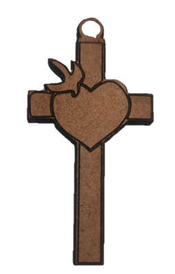 Heart & Dove Cross - Wooden Cross 4.5cm