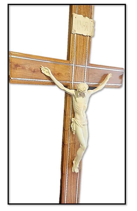 2 meter Kiaat Crucifix with Silver inlay - Vanilla Corpus