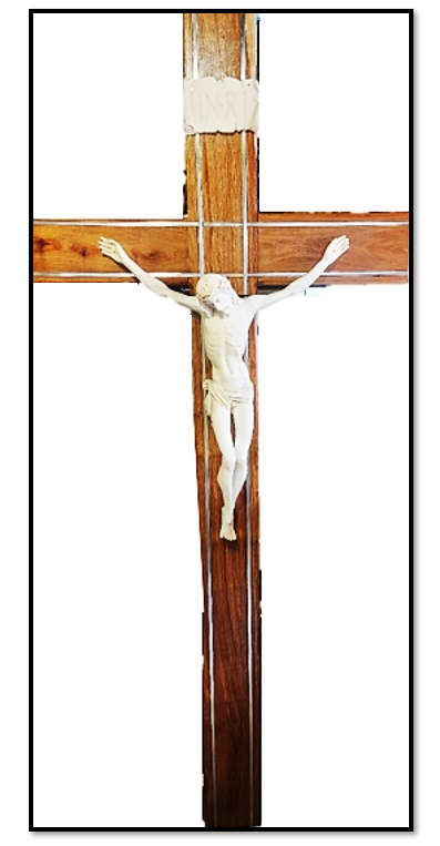 2 meter Kiaat Crucifix with Silver inlay - Vanilla Corpus