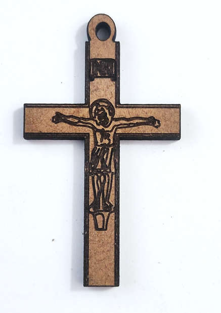 4.5cm wooden Cross with Crucifixion engraving
