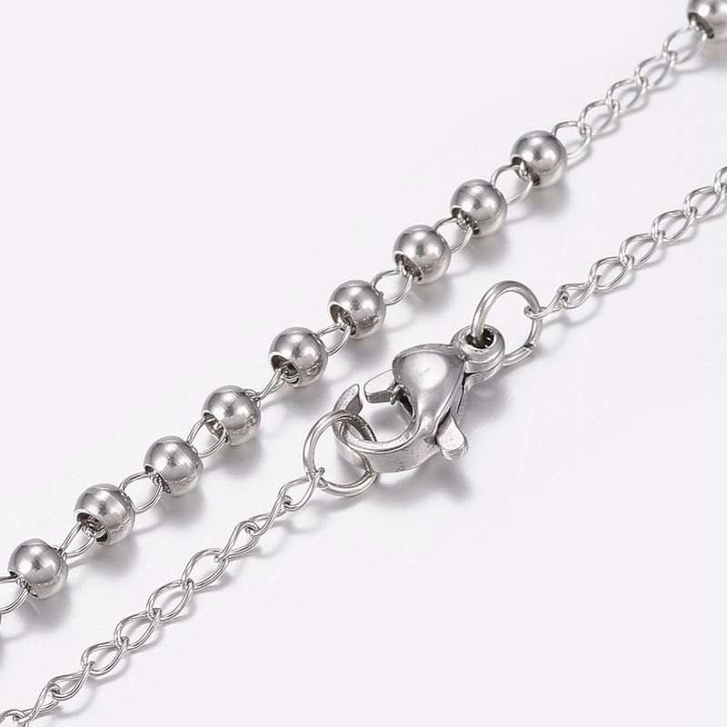 53cm Stainless Steel Rosary - 3mm bead (Our Lady of Guadalupe & Miraculous Medal)