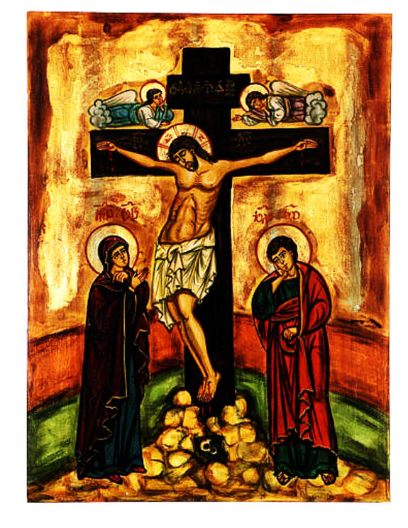 Crucifixion Icon - Orthodox Church Croatia - end 13th Century Replica - 26 x 20cm