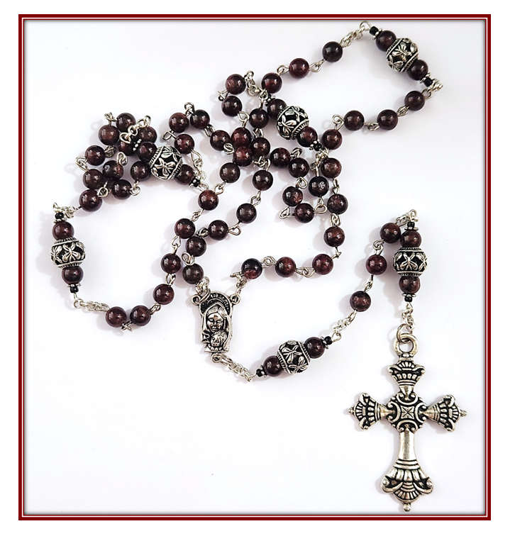 Garnet - Semi Precious Stone Rosary - January Birthstone