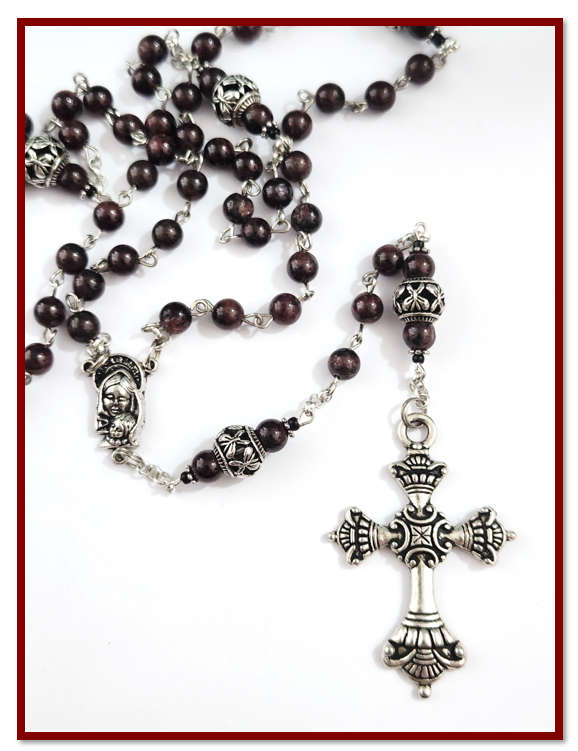 Garnet - Semi Precious Stone Rosary - January Birthstone