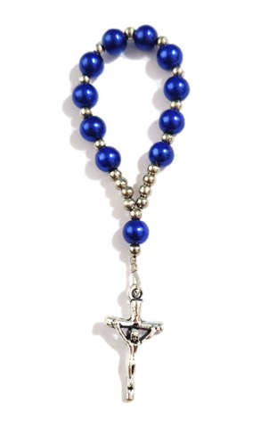 Royal Blue One Decade Faux Glass pearl Finger Rosary
