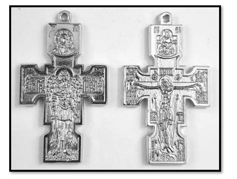 St Michael Archangel Silver Toned Orthodox Cross Pendant / Crucifixion - 5.5cm Nickel plated