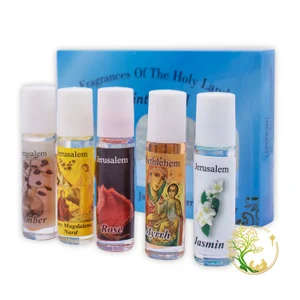 Set of 5 Anointing Oils - Nard, Rose, Jasmin, Myrrh & Amber - Import Holy Land