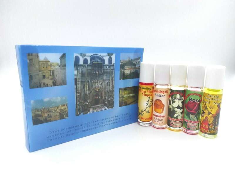 Set of 5 Anointing Oils - Nard, Rose, Jasmin, Myrrh & Amber - Import Holy Land