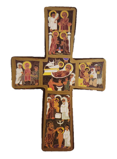 Christmas Cross Coptic Iconography Theophanie Atelier De France cross 14 x 9cm Story of Christmas...