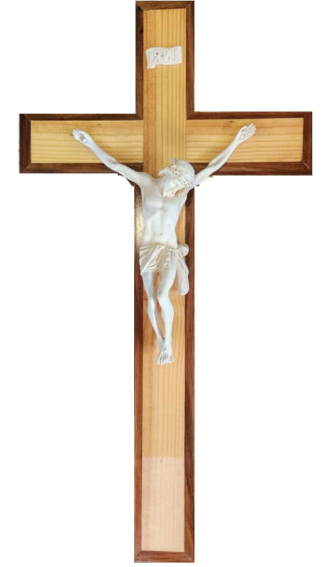Pine Crucifix with Edging done in  Kiaat with Vanilla Corpus - 104cm x 56cm
